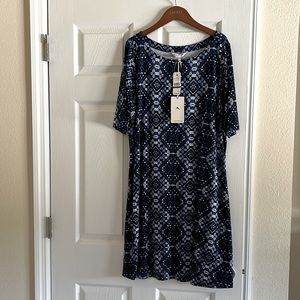 Tommy Bahama dress, Xl, shades of blue, short sleeve, new with tags